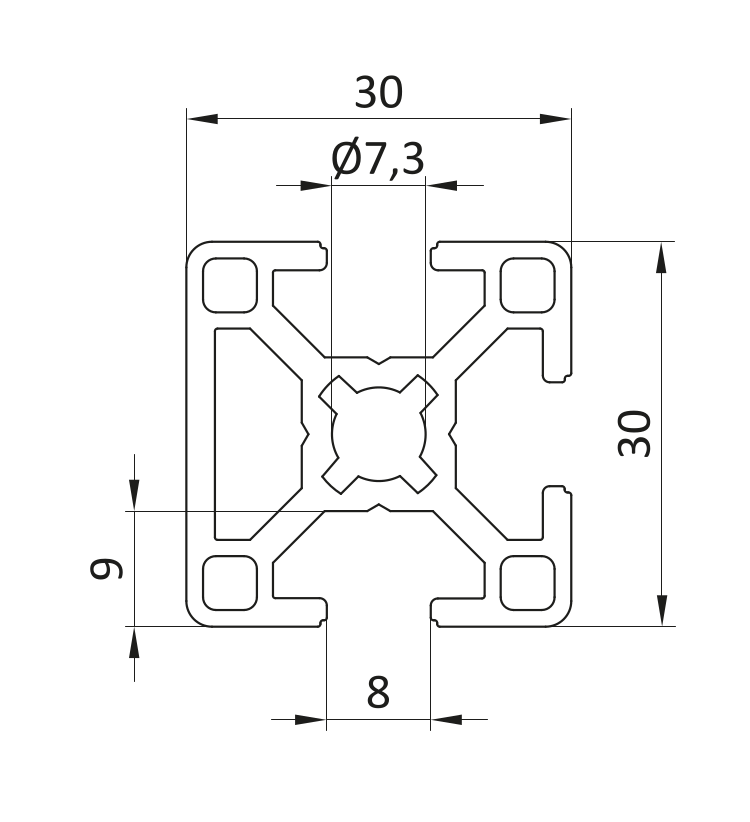 Profil aluminiowy 30x30 3N [8]